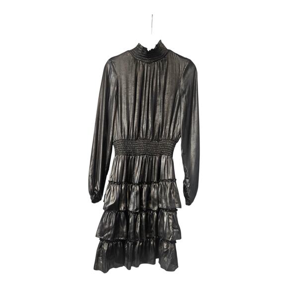 Nanette Lepore Dress Size 6 Smocked Neck/Waist Tiered Shimmery Button Closure - Picture 1 of 8